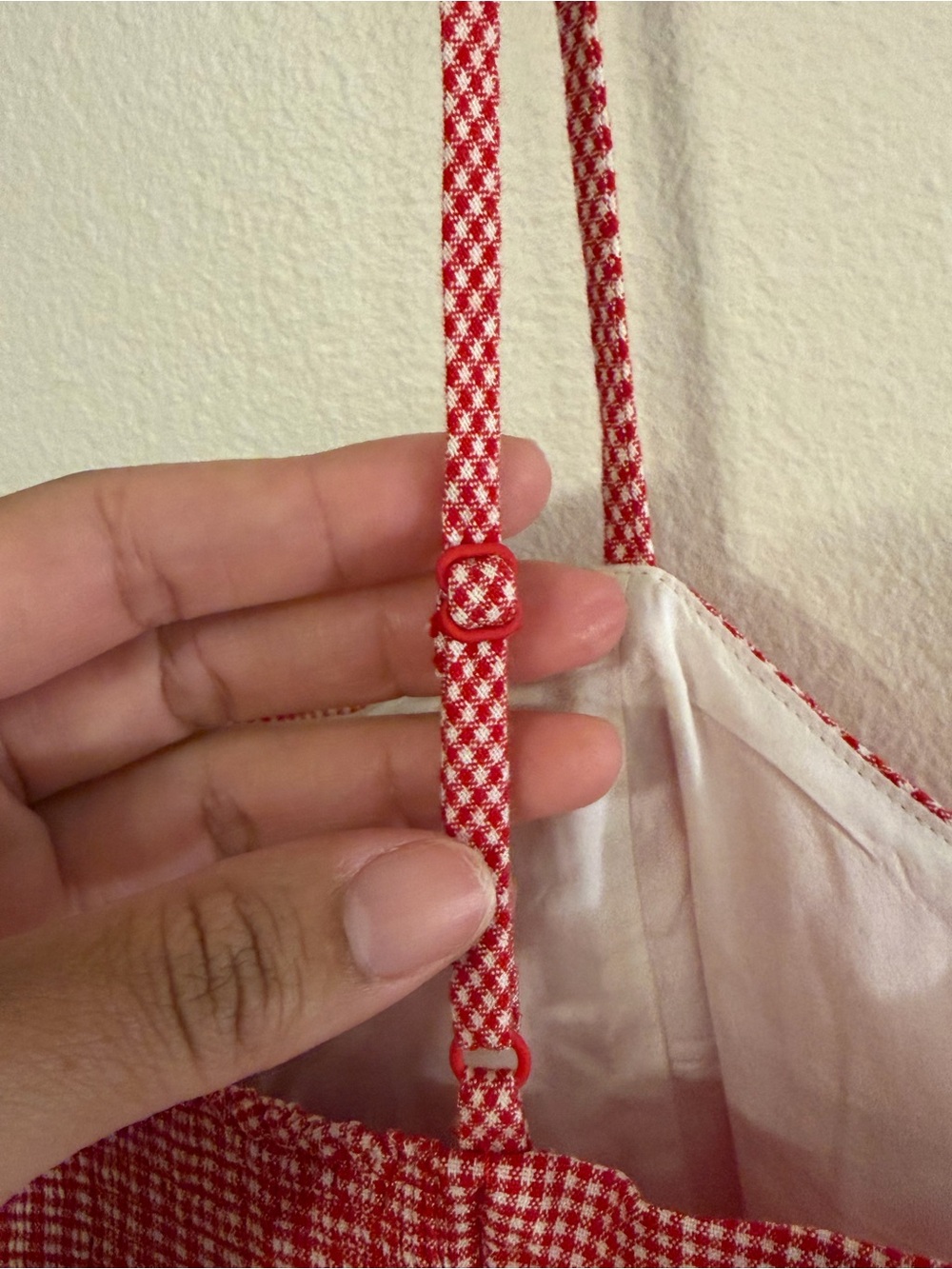 Everlane The Seamed Top in Stretch Linen Red Gingham Smocked Back NWT Size M - Picture 12 of 16